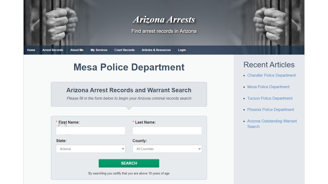 Mesa Police Department Warrant Search and Arrest Records - Arizona Arrests